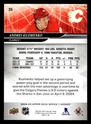 2024-25 Upper Deck #35 Andrei Kuzmenko - Hockey Card Single