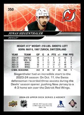 2024-25 Upper Deck #350 Jonas Siegenthaler - Hockey Card Single