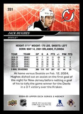 2024-25 Upper Deck #351 Jack Hughes - Hockey Card Single
