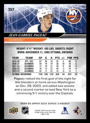 2024-25 Upper Deck #357 Jean-Gabriel Pageau - Hockey Card Single