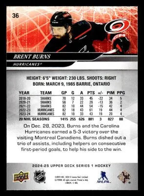 2024-25 Upper Deck #36 Brent Burns - Hockey Card Single