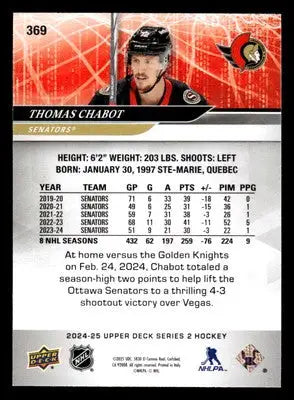 2024-25 Upper Deck #369 Thomas Chabot - Hockey Card Single