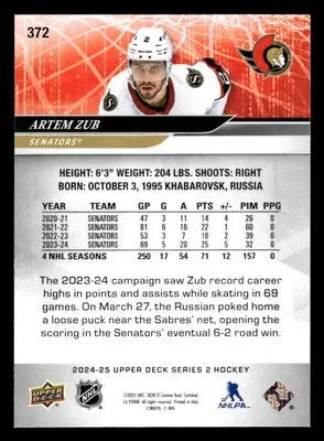 2024-25 Upper Deck #372 Artem Zub - Hockey Card Single