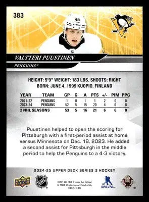 2024-25 Upper Deck #383 Valtteri Puustinen - Hockey Card Single