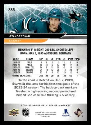 2024-25 Upper Deck #385 Nico Sturm - Hockey Card Single