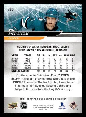 2024-25 Upper Deck #385 Nico Sturm - Hockey Card Single