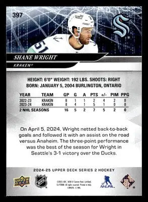 2024-25 Upper Deck #397 Shane Wright - Hockey Card Single