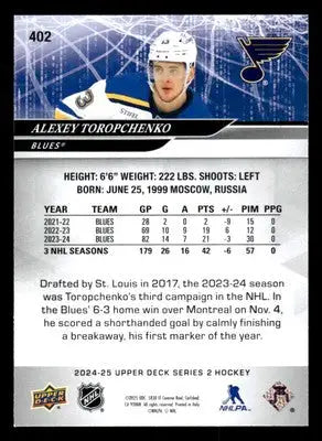 2024-25 Upper Deck #402 Alexey Toropchenko - Hockey Card Single