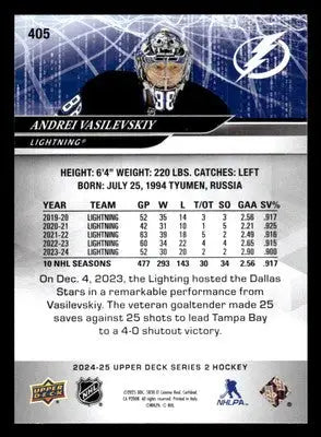 2024-25 Upper Deck #405 Andrei Vasilevskiy Clear Cut - Hockey Card Single