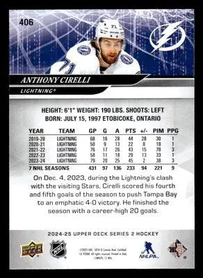 2024-25 Upper Deck #406 Anthony Cirelli - Hockey Card Single