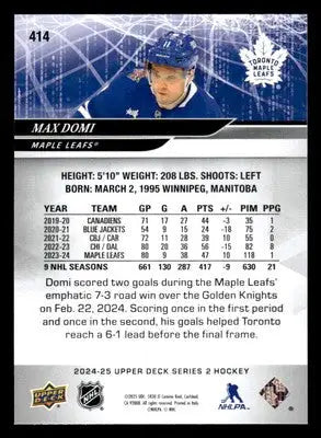 2024-25 Upper Deck #414 Max Domi - Hockey Card Single