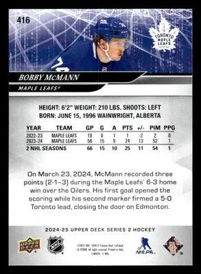 2024-25 Upper Deck #416 Bobby McMann - Hockey Card Single