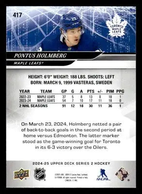2024-25 Upper Deck #417 Pontus Holmberg - Hockey Card Single