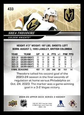 2024-25 Upper Deck #433 Shea Theodore - Hockey Card Single