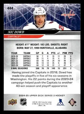 2024-25 Upper Deck #444 Nic Dowd - Hockey Card Single