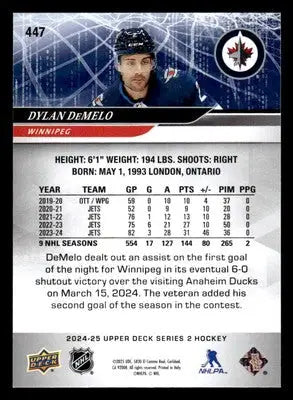 2024-25 Upper Deck #447 Dylan DeMelo - Hockey Card Single