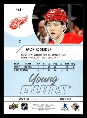 2024-25 Upper Deck #469 Moritz Seider Young Guns Renewed (Series Two) - Hockey Card Single