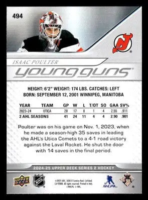 2024-25 Upper Deck #494 Isaac Poulter - Hockey Card Single