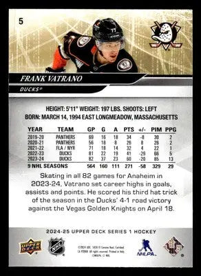 2024-25 Upper Deck #5 Frank Vatrano - Hockey Card Single