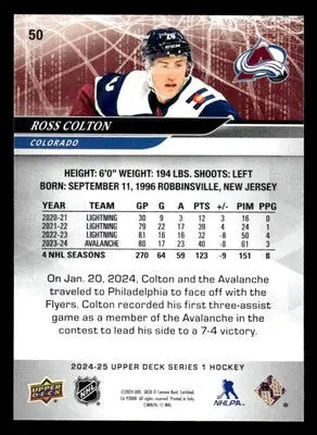 2024-25 Upper Deck #50 Ross Colton - Hockey Card Single