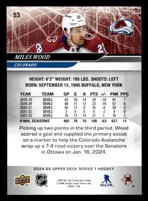 2024-25 Upper Deck #53 Miles Wood - Hockey Card Single