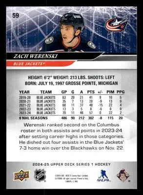 2024-25 Upper Deck #59 Zach Werenski - Hockey Card Single