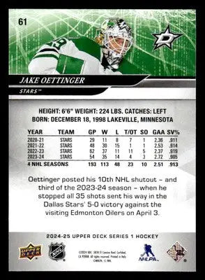 2024-25 Upper Deck #61 Jake Oettinger - Hockey Card Single