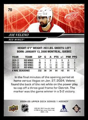 2024-25 Upper Deck #70 Joe Veleno - Hockey Card Single