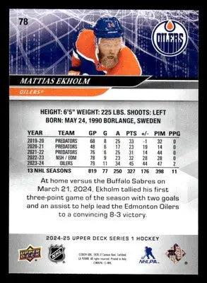 2024-25 Upper Deck #78 Mattias Ekholm - Hockey Card Single
