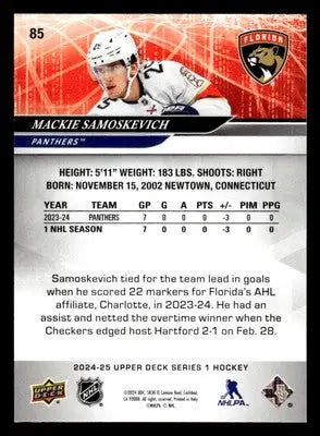 2024-25 Upper Deck #85 Mackie Samoskevich - Hockey Card Single