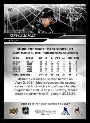 2024-25 Upper Deck #86 Trevor Moore - Hockey Card Single