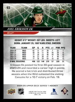 2024-25 Upper Deck #93 Joel Eriksson Ek - Hockey Card Single