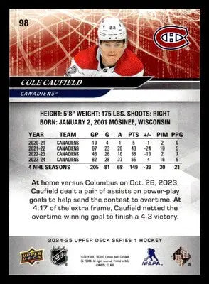 2024-25 Upper Deck #98 Cole Caufield - Hockey Card Single