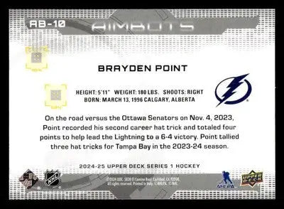 2024-25 Upper Deck #AB-10 Brayden Point Aimbots - Hockey Card Single
