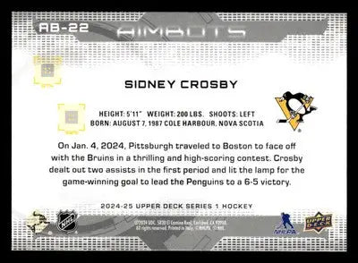 2024-25 Upper Deck #AB-22 Sidney Crosby Aimbots Speckle - Hockey Card Single