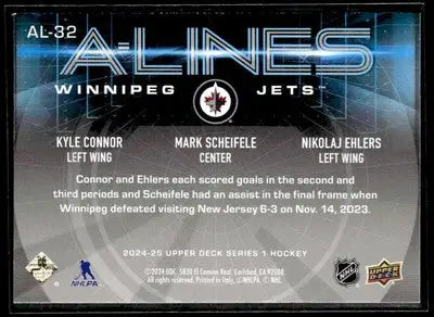 2024-25 Upper Deck #AL-32 Kyle Connor / Mark Scheifele / Nikolaj Ehlers A-Lines - Hockey Card Single