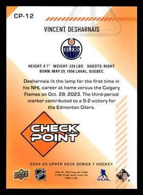 2024-25 Upper Deck #CP-12 Vincent Desharnais Checkpoint - Hockey Card Single