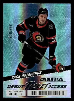 2024-25 Upper Deck Credentials #118 Zack Ostapchuk Debut Ticket Access #976/999 - Hockey Card Single