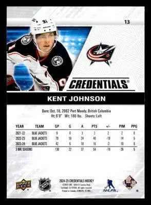 2024-25 Upper Deck Credentials #13 Kent Johnson - Hockey Card Single