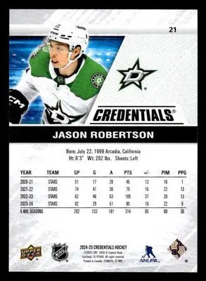 2024-25 Upper Deck Credentials #21 Jason Robertson - Hockey Card Single