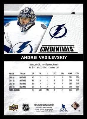 2024-25 Upper Deck Credentials #38 Andrei Vasilevskiy - Hockey Card Single