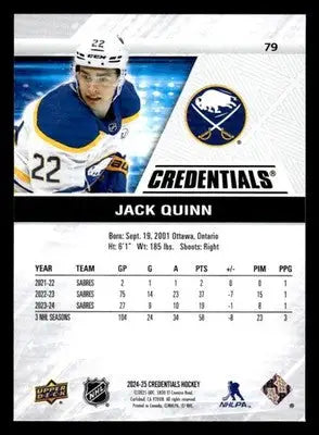 2024-25 Upper Deck Credentials #79 Jack Quinn - Hockey Card Single