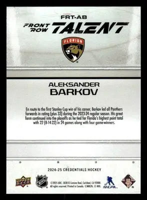 2024-25 Upper Deck Credentials #FRT-AB Aleksander Barkov Front Row Talent - Hockey Card Single