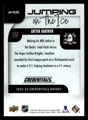 2024-25 Upper Deck Credentials #JI-CG Cutter Gauthier Jumping on the Ice - Hockey Card Single