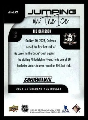 2024-25 Upper Deck Credentials #JI-LC Leo Carlsson Jumping on the Ice - Hockey Card Single