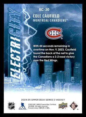 2024-25 Upper Deck #EC-30 Cole Caufield ElectriCity - Hockey Card Single