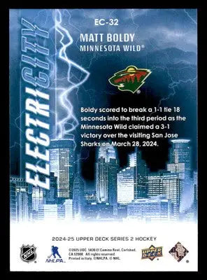 2024-25 Upper Deck #EC-32 Matt Boldy ElectriCity - Hockey Card Single