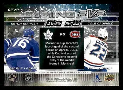 2024-25 Upper Deck #GPVP-4 Mitch Marner / Cole Caufield Gaming PVP Speckle - Hockey Card Single