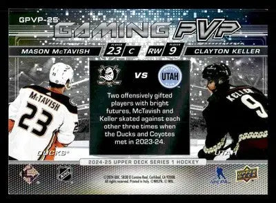 2024-25 Upper Deck #GPVP-25 Mason McTavish / Clayton Keller Gaming PVP - Hockey Card Single