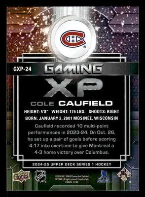 2024-25 Upper Deck #GXP-24 Cole Caufield Gaming XP - Hockey Card Single